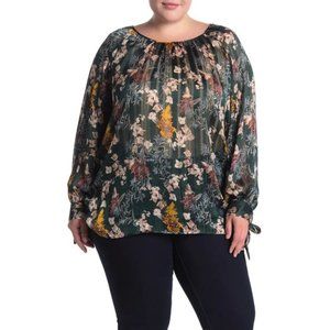 Floral Tie Cuff Blouse